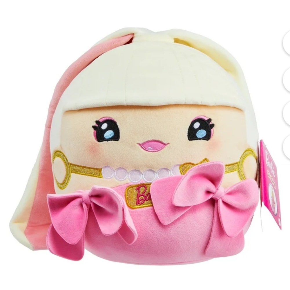 NWT Cuutopia Barbie Mattel Pink Bows Blonde Stuffed Toy Large